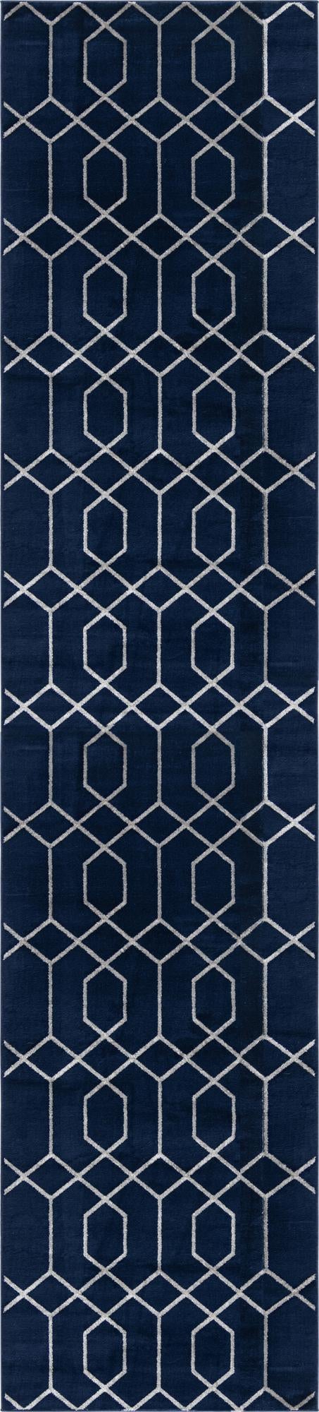 Hollywood Luxe Collection Area Rug - Sunset (Navy Blue Silver) Runner Navy Blue Silver  lifestyle 40