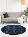 Hollywood Luxe Collection Area Rug - Sunset (Navy Blue Gold) Round Navy Blue Gold  lifestyle 20