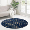 Hollywood Luxe Collection Area Rug - Sunset (Navy Blue Gold) Round Navy Blue Gold  lifestyle 45