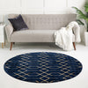 Hollywood Luxe Collection Area Rug - Sunset (Navy Blue Gold) Round Navy Blue Gold  lifestyle 47