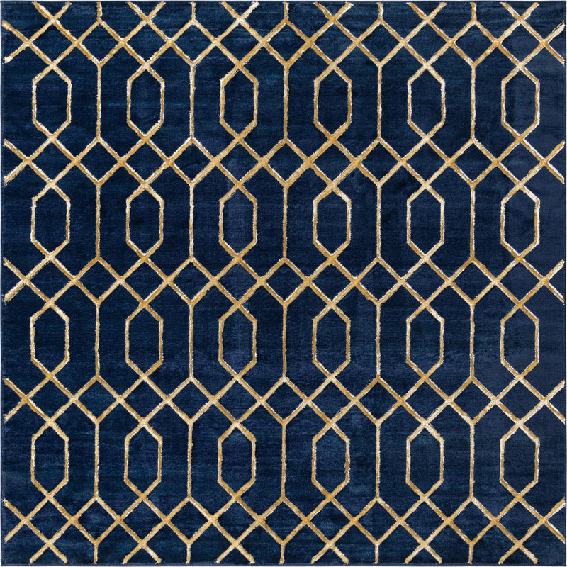 Hollywood Luxe Collection Area Rug - Sunset (Navy Blue Gold) Square Navy Blue Gold  lifestyle 13