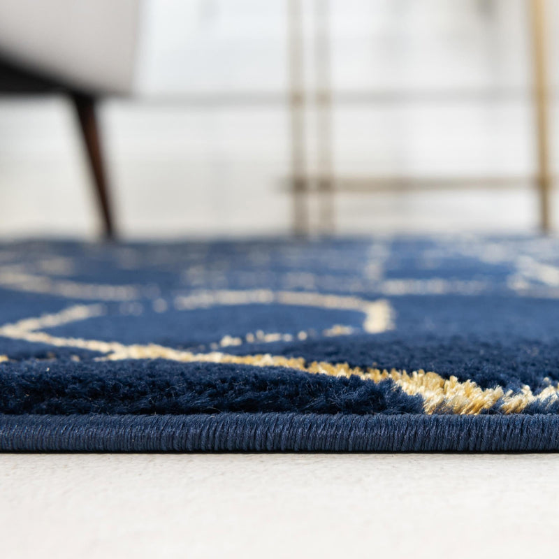 Hollywood Luxe Collection Area Rug - Sunset (Navy Blue Gold) Oval Navy Blue Gold  lifestyle 36
