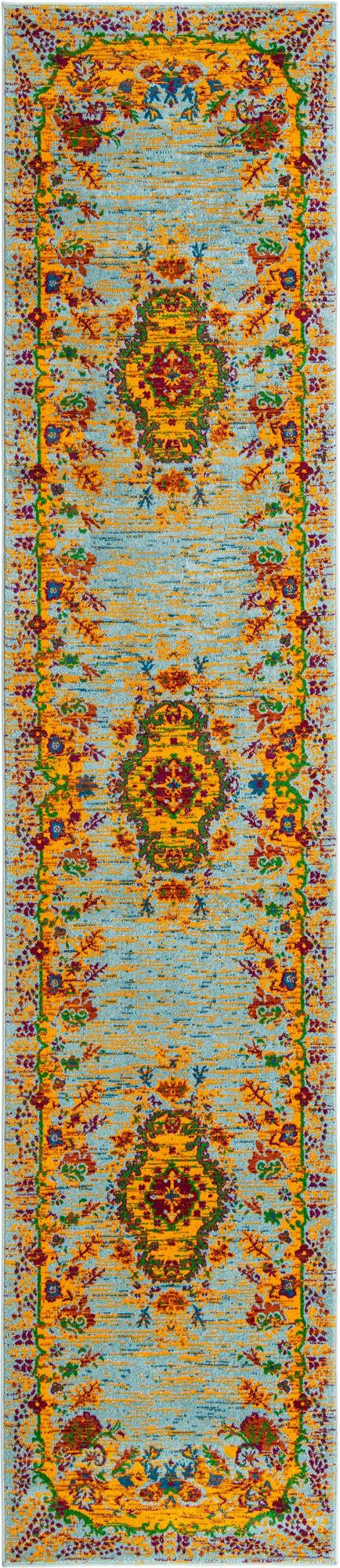 Caribbean Cove Collection Area Rug -  Nevis Runner Aqua Blue  lifestyle 59