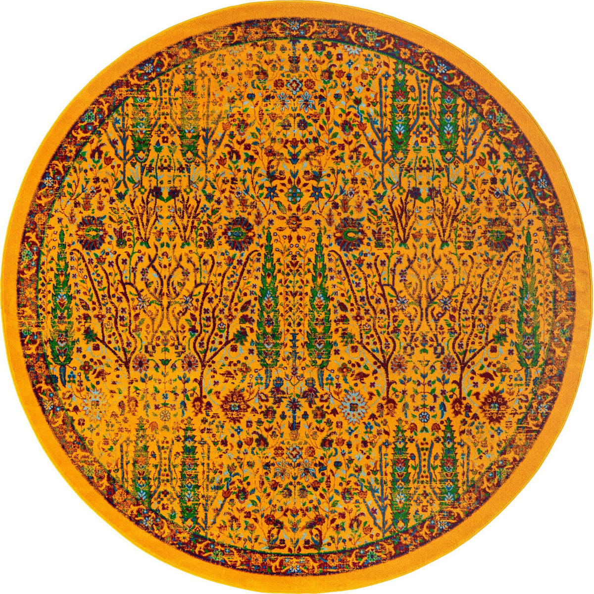 Caribbean Cove Collection Area Rug -  Tobago Round Yellow  lifestyle 89