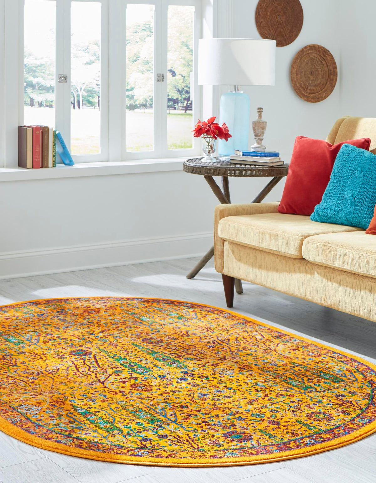 Caribbean Cove Collection Area Rug -  Tobago Oval Yellow  lifestyle 49