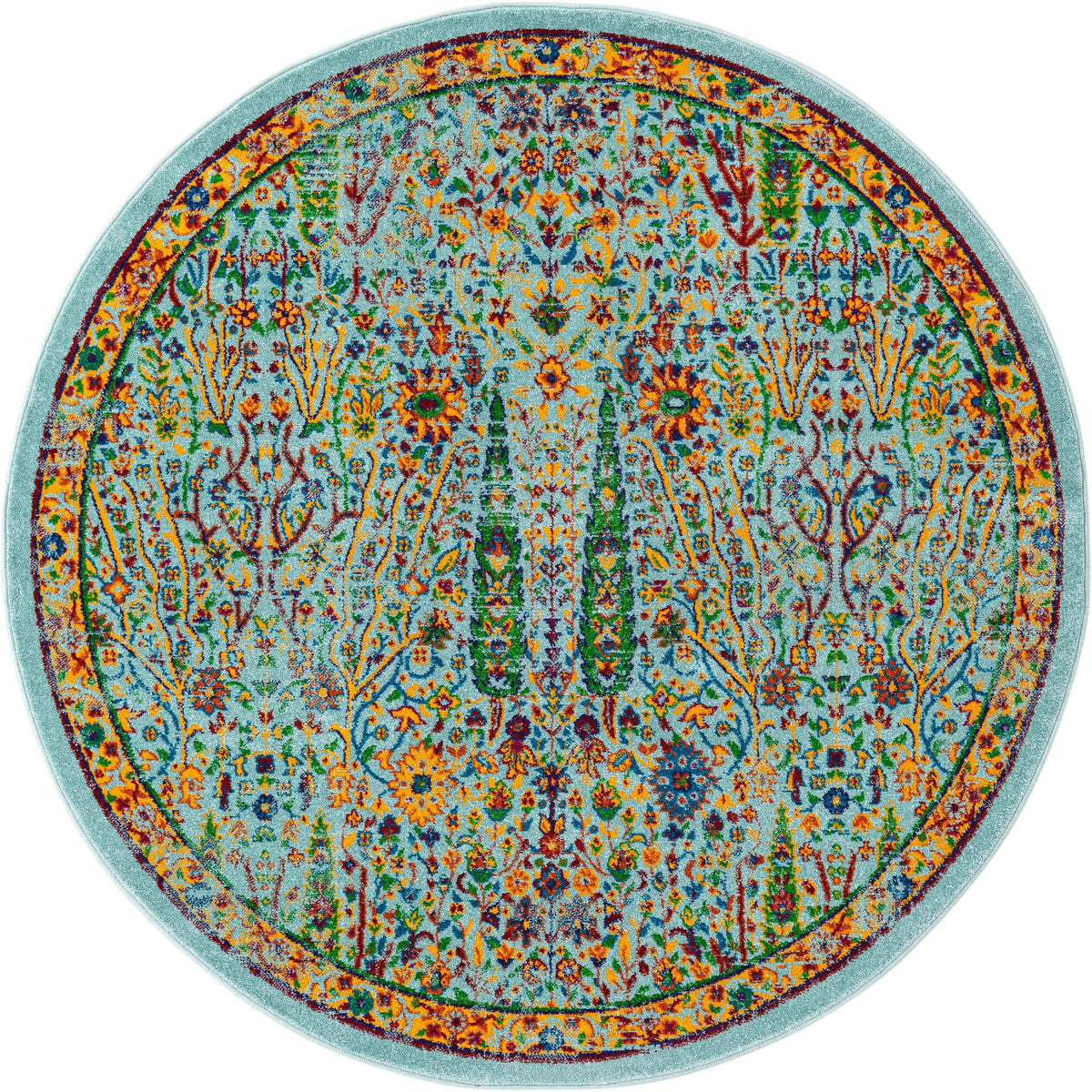 Caribbean Cove Collection Area Rug -  Tobago Round Aqua  lifestyle 37