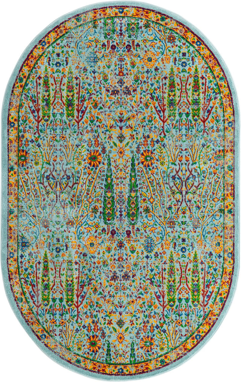 Caribbean Cove Collection Area Rug -  Tobago Oval Aqua  lifestyle 38