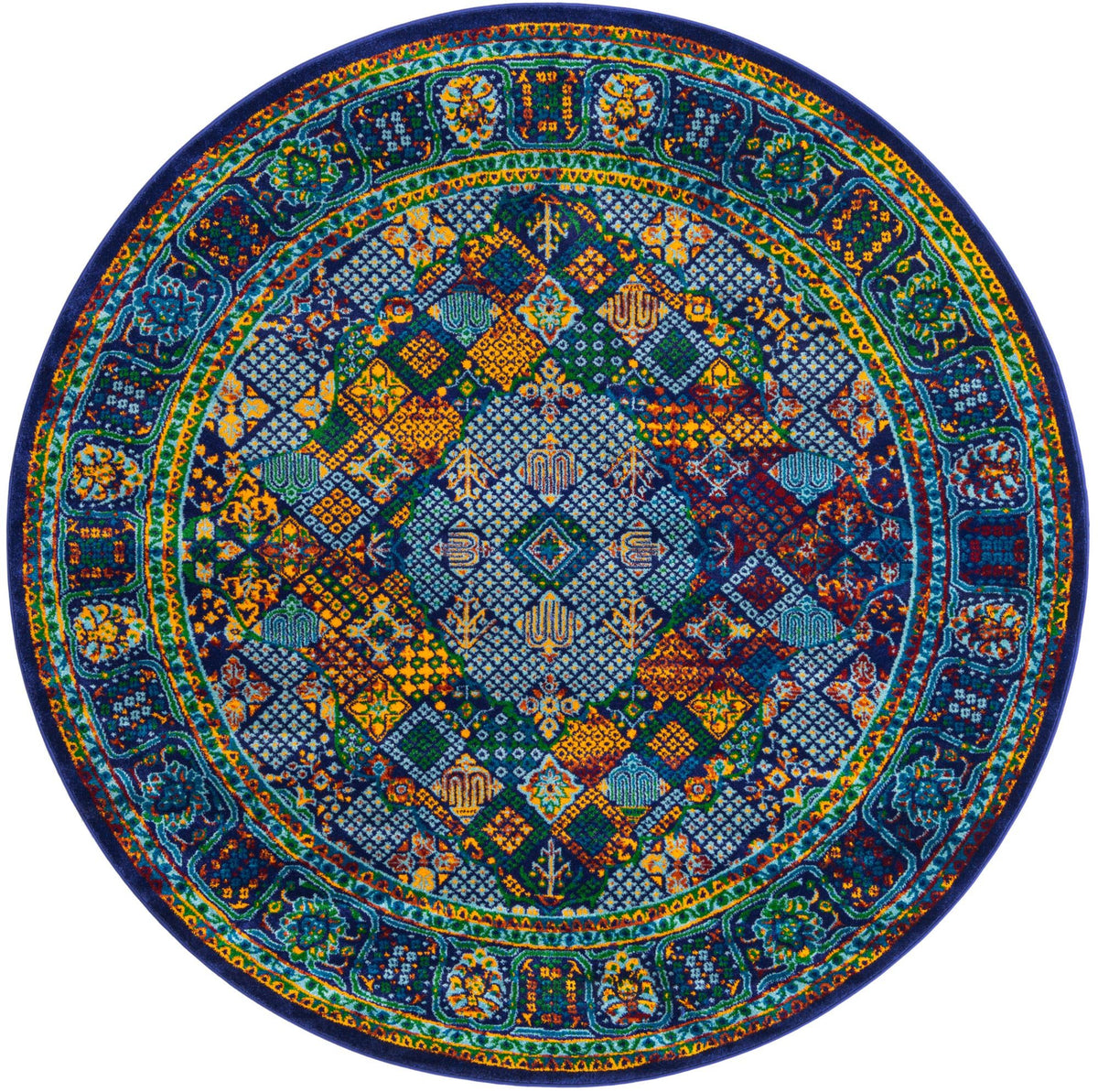 Caribbean Cove Collection Area Rug -  Mustique Round Navy Blue  lifestyle 26