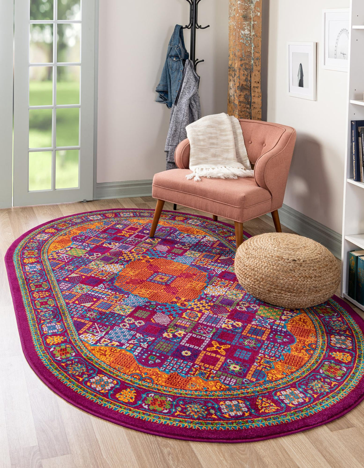 Caribbean Cove Collection Area Rug -  Mustique Oval Fuchsia  lifestyle 40