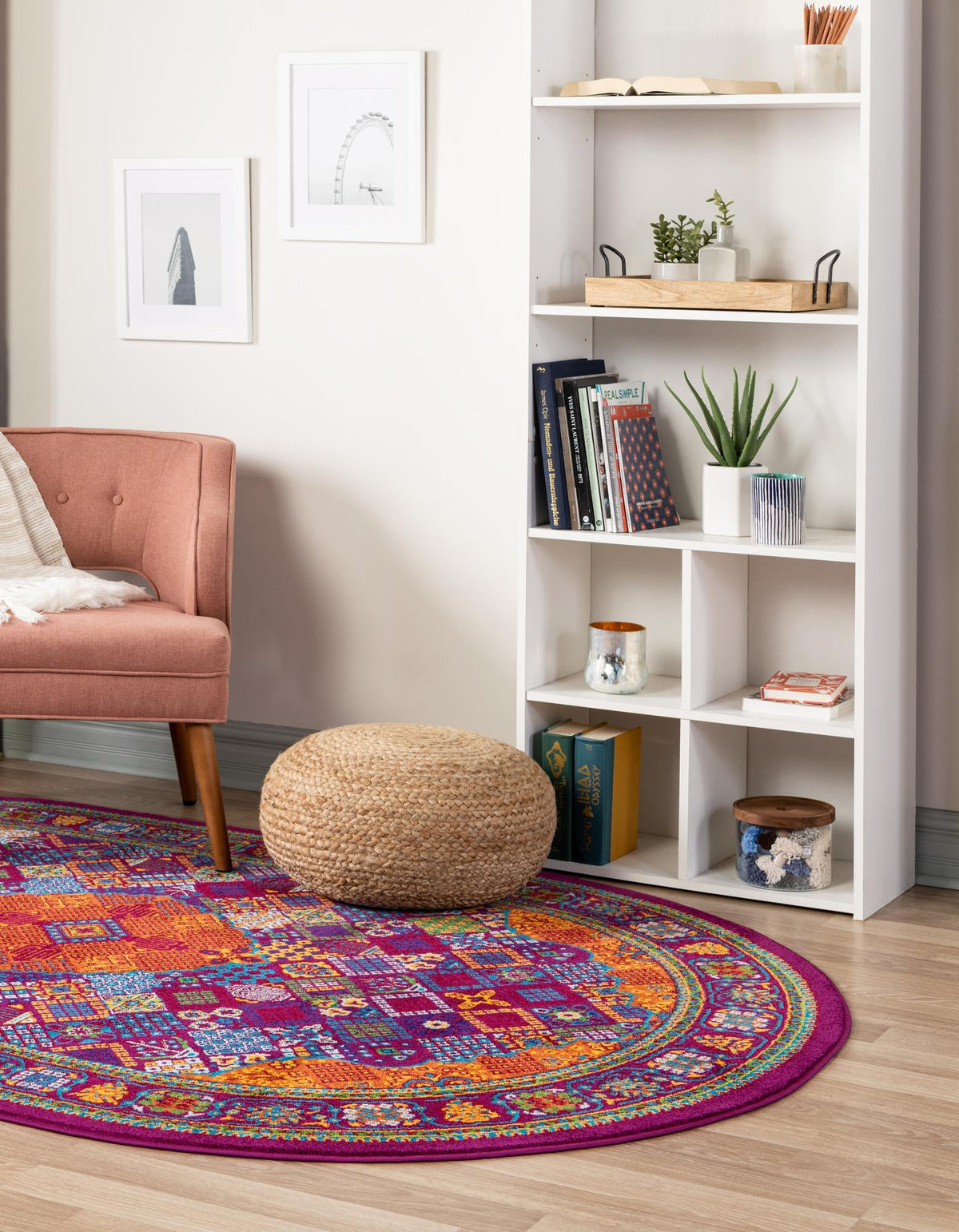 Caribbean Cove Collection Area Rug -  Mustique Oval Fuchsia  lifestyle 49