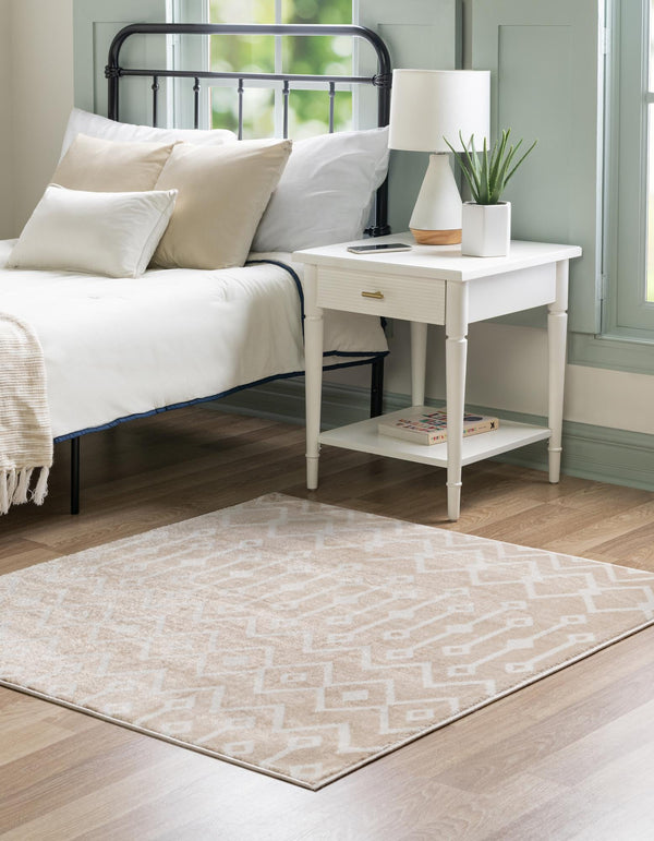 Marrakech Lattice Collection Area Rug - Essaouira (Sand) Square Sand  lifestyle 26