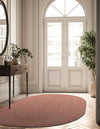 Woven Seaside Jute Collection Area Rug - Savannah (Light Pink) Oval Light Pink  lifestyle 41