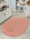 Woven Seaside Jute Collection Area Rug - Savannah (Light Pink) Oval Light Pink  lifestyle 59