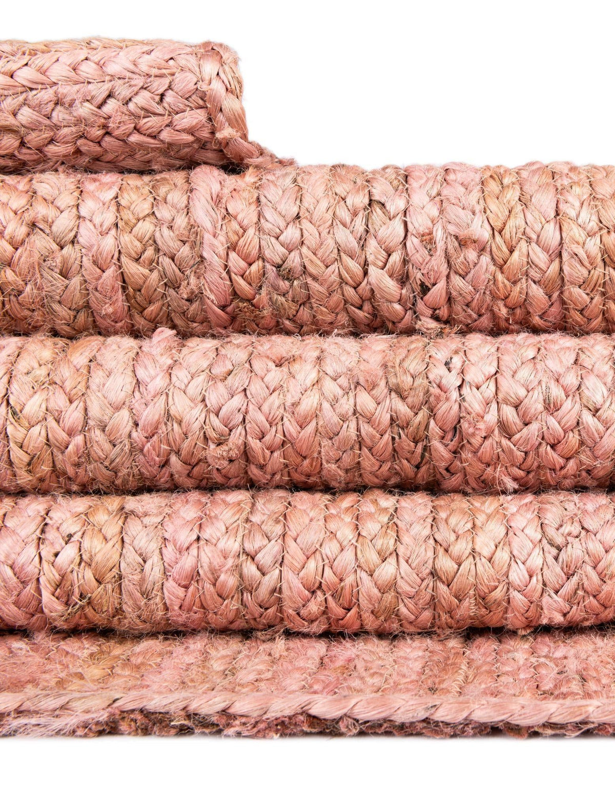 Woven Seaside Jute Collection Area Rug - Savannah (Light Pink) Round Light Pink  lifestyle 128