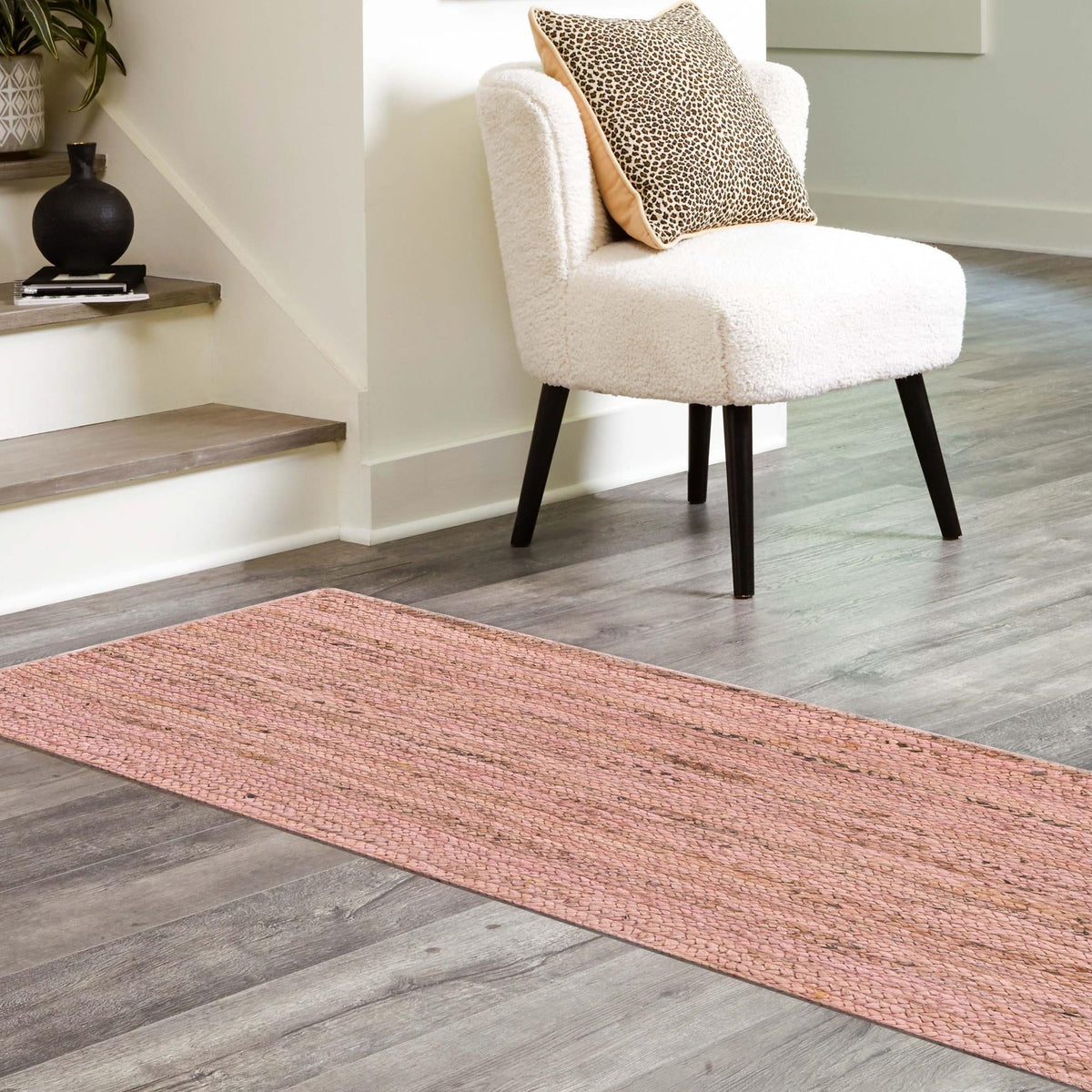 Woven Seaside Jute Collection Area Rug - Savannah (Light Pink) Runner Light Pink  lifestyle 139