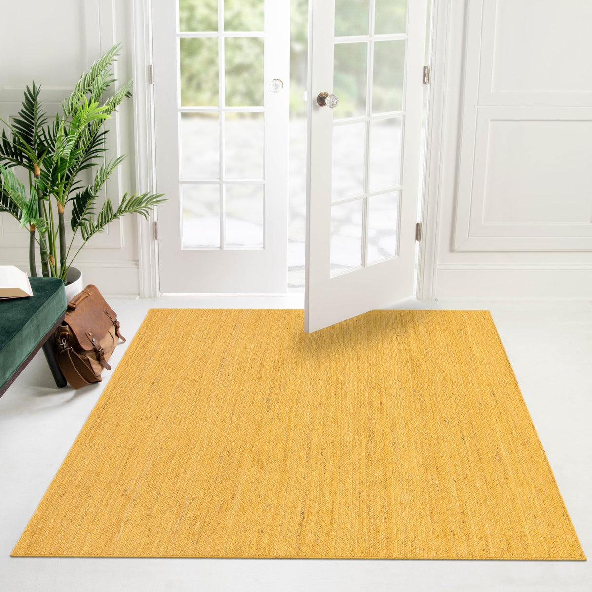 Woven Seaside Jute Collection Area Rug - Savannah (Yellow) Square Yellow  lifestyle 131