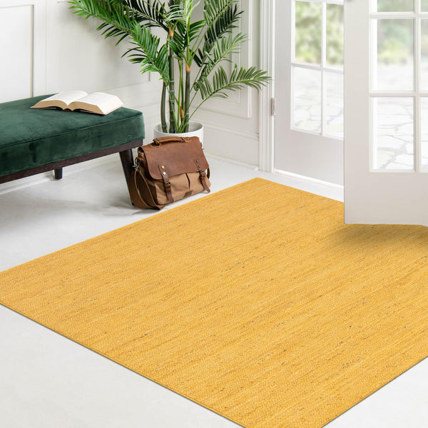 Woven Seaside Jute Collection Area Rug - Savannah (Yellow) Square Yellow  lifestyle 136