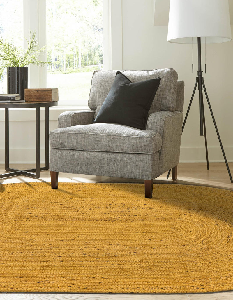 Woven Seaside Jute Collection Area Rug - Savannah (Yellow) Oval Yellow  lifestyle 36