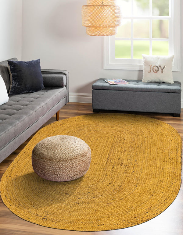 Woven Seaside Jute Collection Area Rug - Savannah (Yellow) Oval Yellow  lifestyle 53
