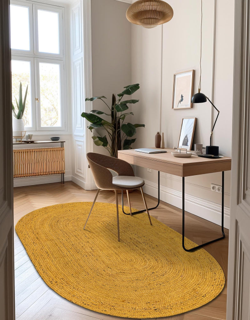 Woven Seaside Jute Collection Area Rug - Savannah (Yellow) Oval Yellow  lifestyle 57
