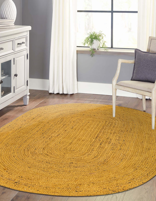 Woven Seaside Jute Collection Area Rug - Savannah (Yellow) Oval Yellow  lifestyle 69