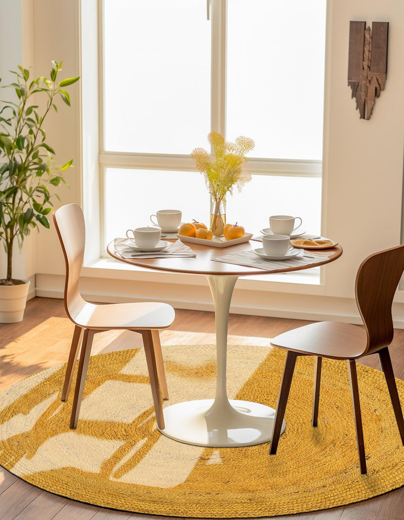 Woven Seaside Jute Collection Area Rug - Savannah (Yellow) Round Yellow  lifestyle 46