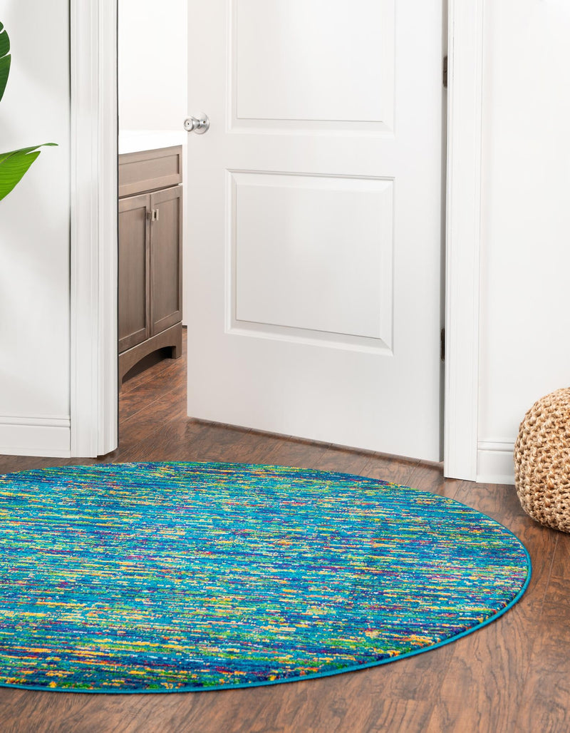 Caribbean Cove Collection Area Rug -  Lucia Round Navy Blue  lifestyle 35
