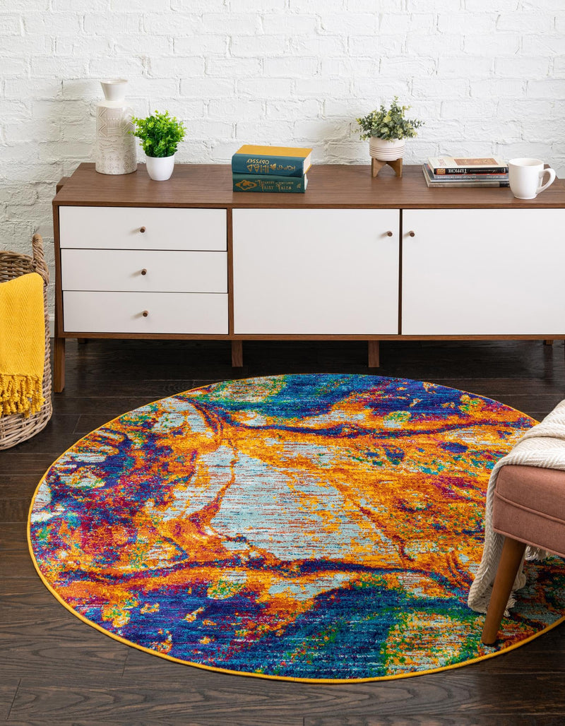 Caribbean Cove Collection Area Rug -  Bequia Round Multi  lifestyle 14