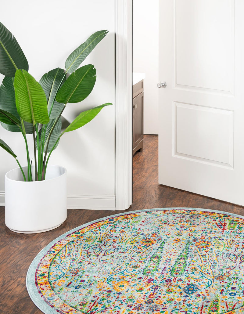 Caribbean Cove Collection Area Rug -  Tobago Round Aqua  lifestyle 44