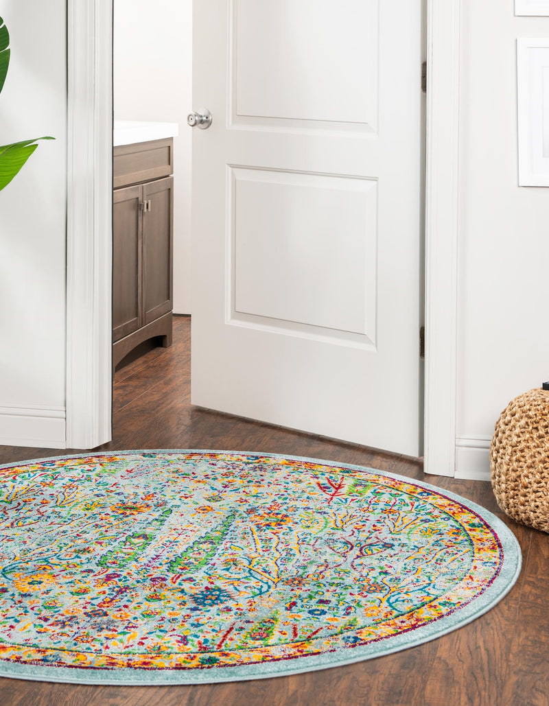 Caribbean Cove Collection Area Rug -  Tobago Round Aqua  lifestyle 51