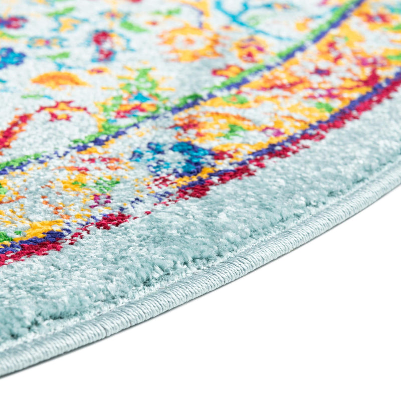 Caribbean Cove Collection Area Rug -  Tobago Round Aqua  lifestyle 80