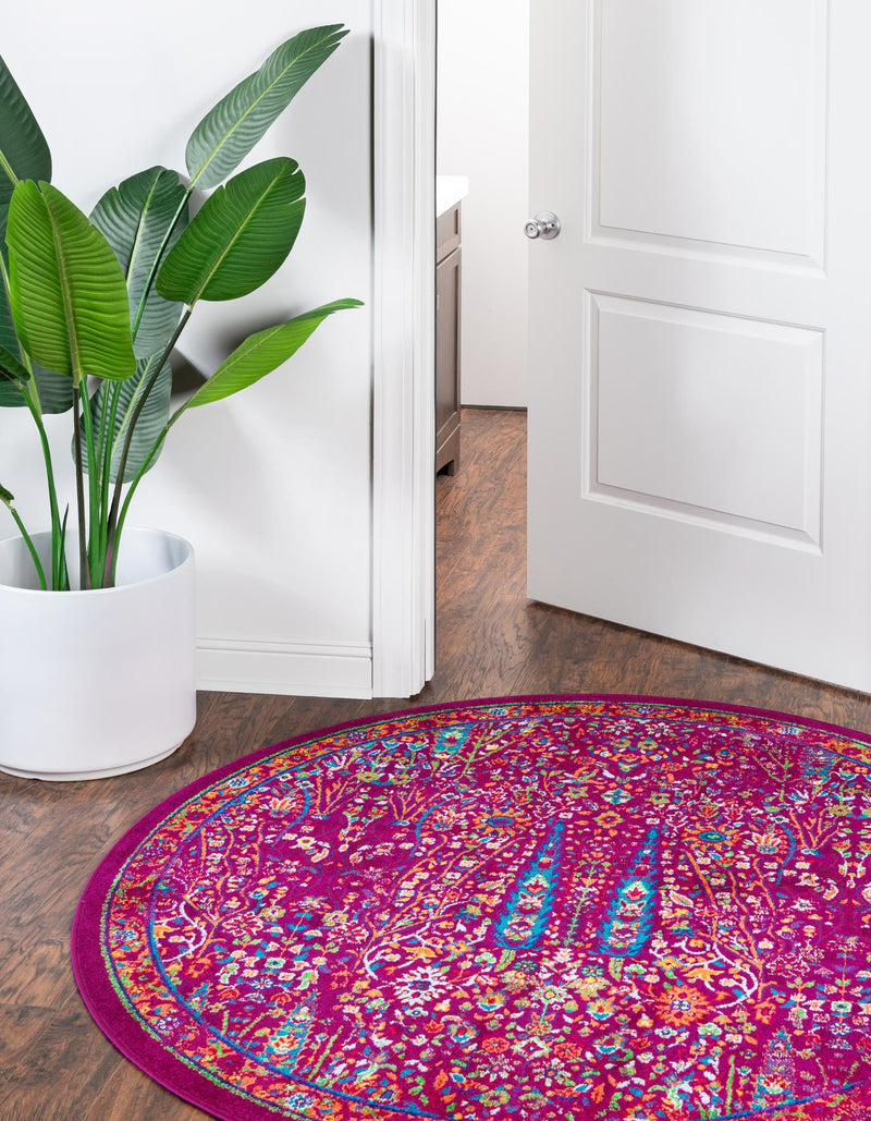 Caribbean Cove Collection Area Rug -  Tobago Round Pink  lifestyle 48