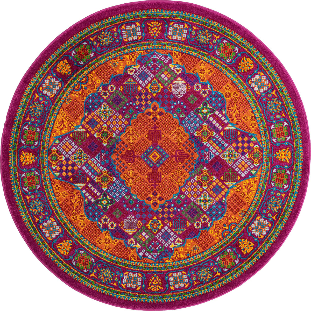 Caribbean Cove Collection Area Rug -  Mustique Round Fuchsia  lifestyle 32