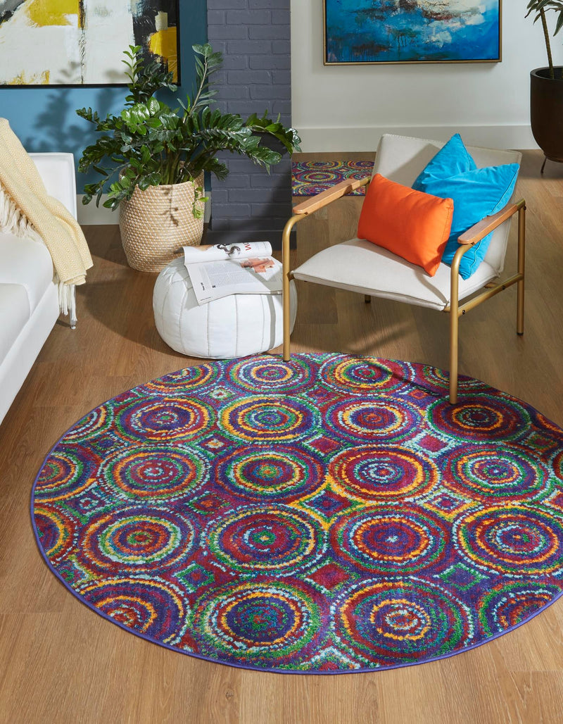 Caribbean Cove Collection Area Rug -  Vincent Round Multi  lifestyle 19
