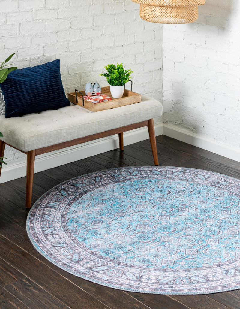 Heritage Elegance Collection Area Rug - Versailles Round Blue  lifestyle 20