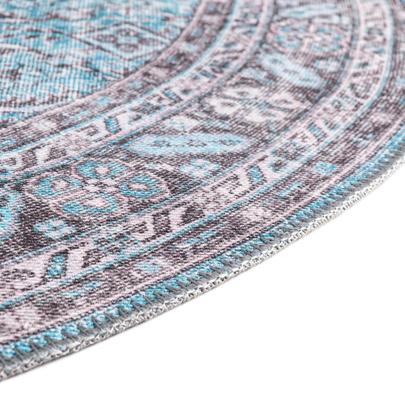 Heritage Elegance Collection Area Rug - Versailles Round Blue  lifestyle 34