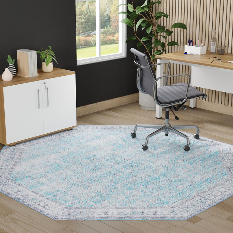Heritage Elegance Collection Area Rug - Versailles Octagon Blue  lifestyle 50