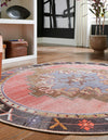 Heritage Elegance Collection Area Rug -  Winterthur (Pink) Round Pink  lifestyle 20