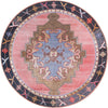 Heritage Elegance Collection Area Rug -  Winterthur (Pink) Round Pink  lifestyle 10