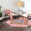 Heritage Elegance Collection Area Rug -  Winterthur (Pink) Octagon Pink  lifestyle 50