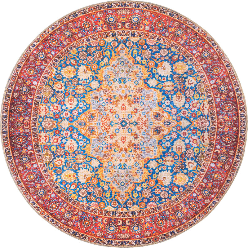 Heritage Elegance Collection Area Rug -  Hearst Round Navy Blue  lifestyle 10