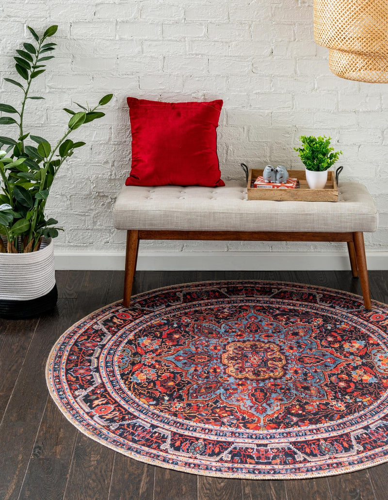 Heritage Elegance Collection Area Rug -  Schonbrunn Round Burgundy  lifestyle 21
