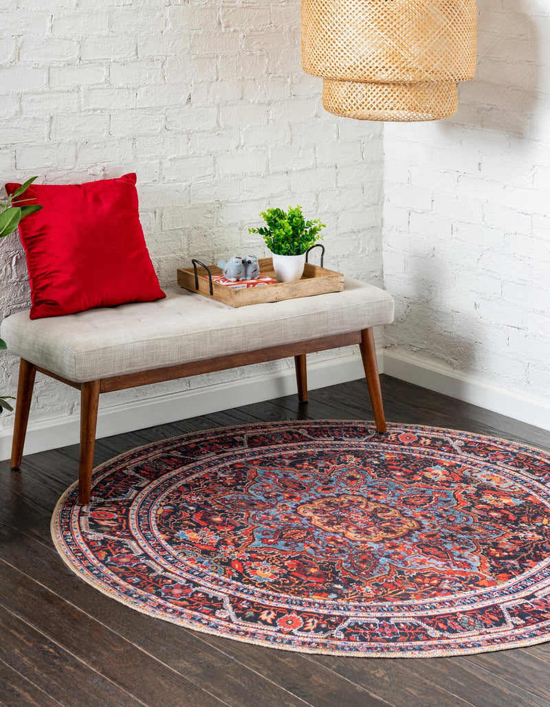 Heritage Elegance Collection Area Rug -  Schonbrunn Round Burgundy  lifestyle 27