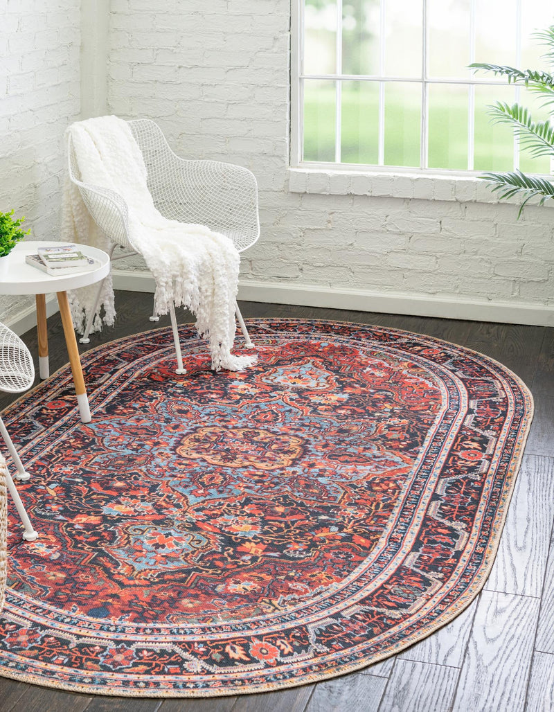 Heritage Elegance Collection Area Rug -  Schonbrunn Oval Burgundy  lifestyle 22