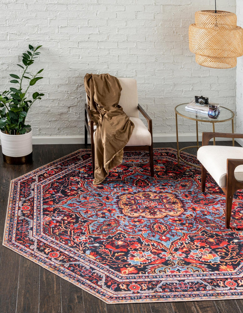 Heritage Elegance Collection Area Rug -  Schonbrunn Octagon Burgundy  lifestyle 23
