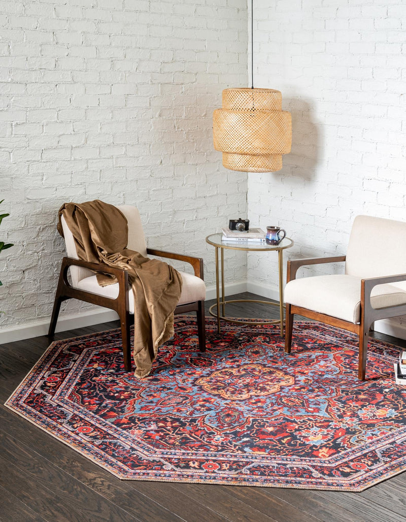 Heritage Elegance Collection Area Rug -  Schonbrunn Octagon Burgundy  lifestyle 29