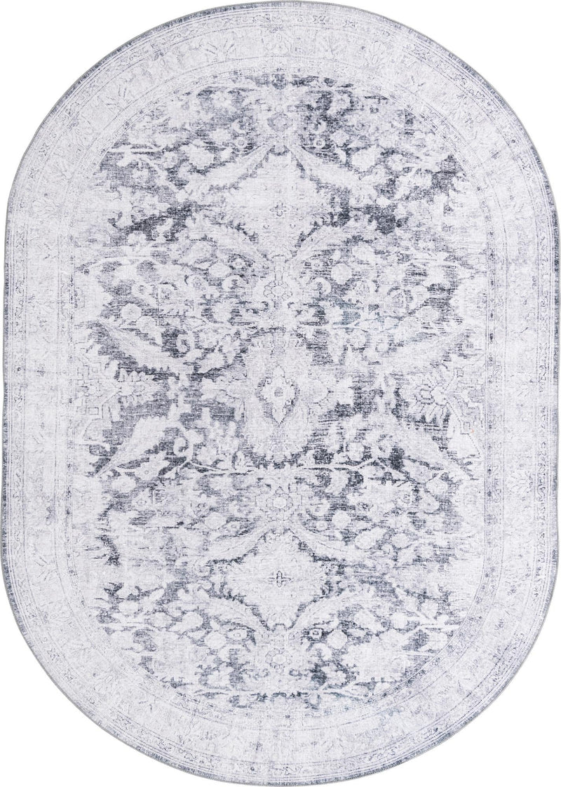 Heritage Elegance Collection Area Rug -  Miramar Oval Charcoal  lifestyle 53
