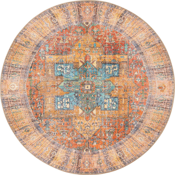 Heritage Elegance Collection Area Rug -  Windsor (Rust Red) Round Rust Red  lifestyle 17