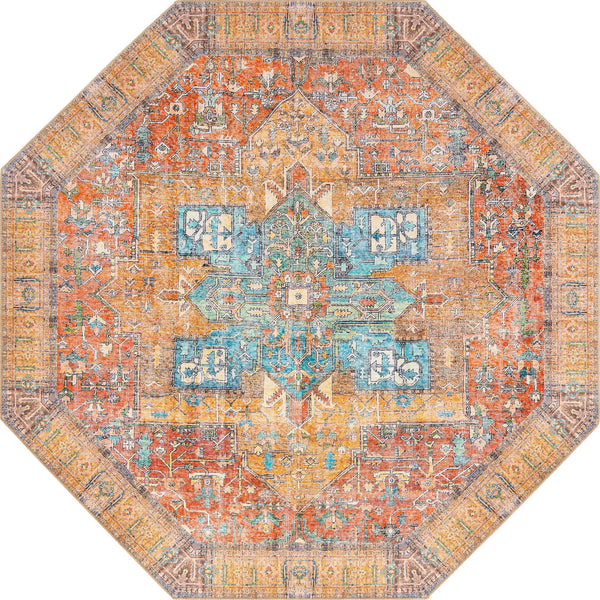 Heritage Elegance Collection Area Rug -  Windsor (Rust Red) Octagon Rust Red  lifestyle 19
