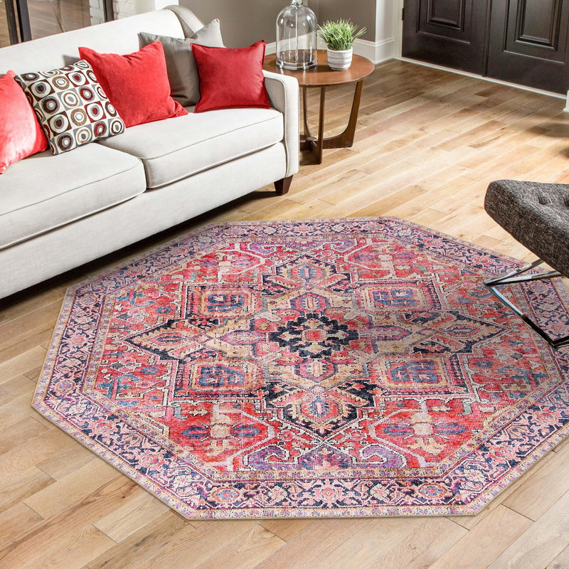 Heritage Elegance Collection Area Rug -  Alhambra Octagon Red  lifestyle 87